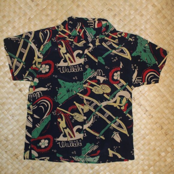 Vintage 1950's "Imperial" Hawaiian Aloha Shirt - Rare All-Over Waikiki Design - Picture 1 of 11